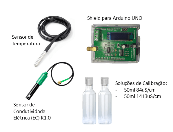 Kit Sensor de Condutividade Elétrica e Temperatura AcquaKit-EC